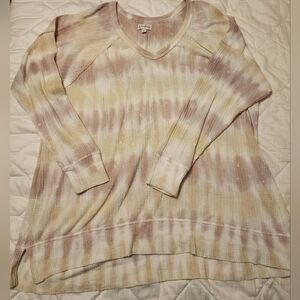 Womens Wonderly Studio Long Sleeve Tie-dye Waffle Knit Shirt